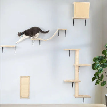 5 Pcs Wall Mounted Cat Climber Set With Scratching Posts